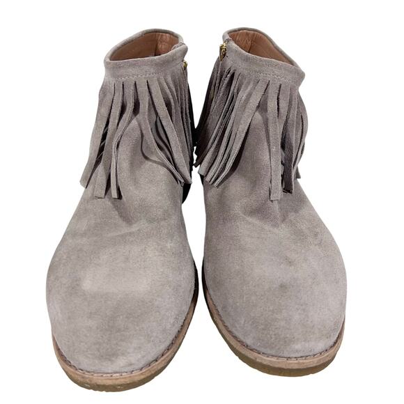 Kate Spade Betsie Suede Fringe Ankle Boots 10.5 M Gray Boho Folk Western Used - Picture 4 of 11